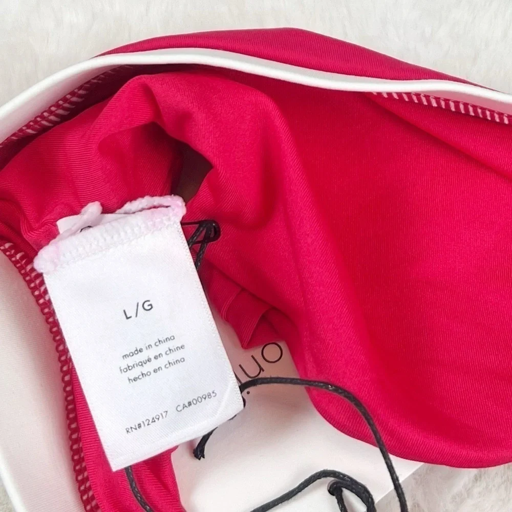 NWT Onia Zoe Tricot Bikini Top in Raspberry/White - Picture 10 of 10